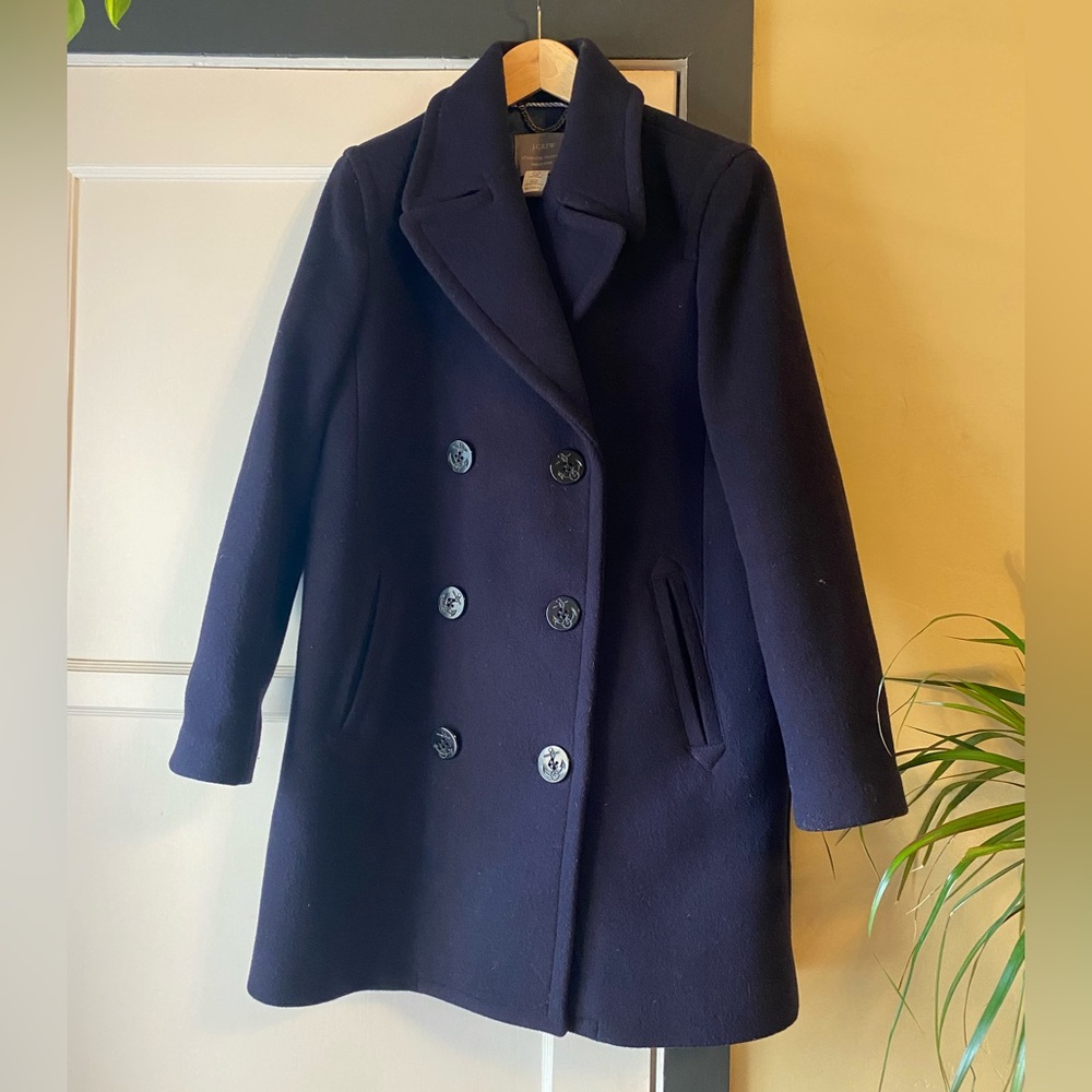 Unworn J Crew navy wool peacoat 10